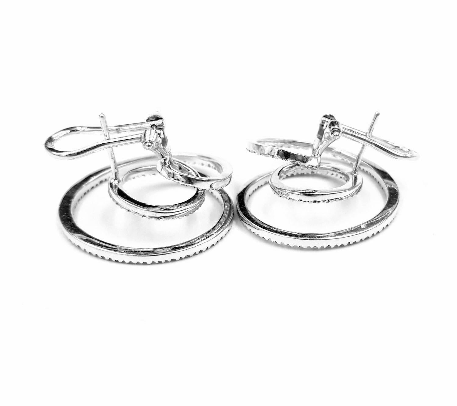 Tous Lyra Italy Swirl 3.50 Carats of Diamonds Set in 18kt White Gold Earrings For Sale 3