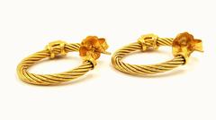 David Yurman .80 Carats Princess Cut Diamonds Gold Hoop Earrings