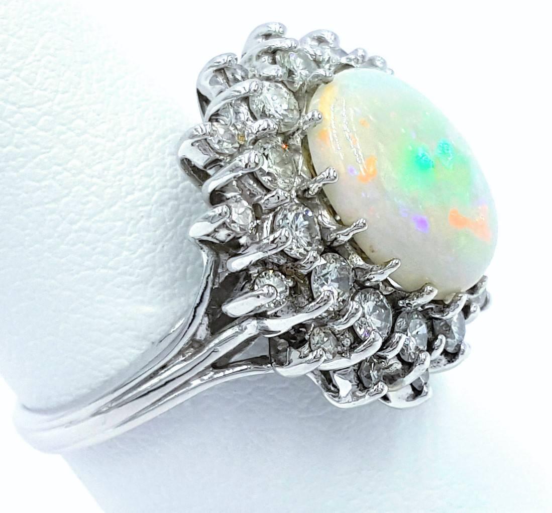 Contemporary Gorgeous Regal 2.17 Carat Ethiopian Opal & 1.85 Carats of Diamonds in 18K Ring For Sale