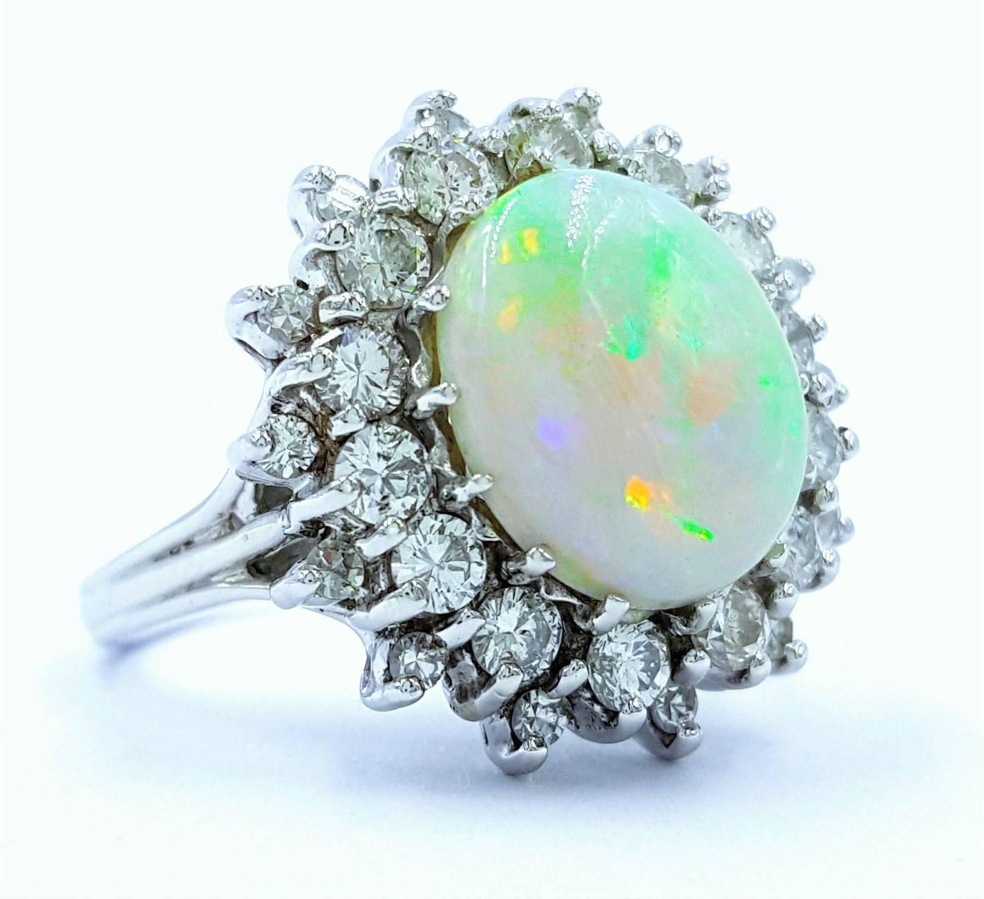 Gorgeous Regal 2.17 Carat Ethiopian Opal & 1.85 Carats of Diamonds in 18K Ring In New Condition For Sale In Scottsdale, AZ