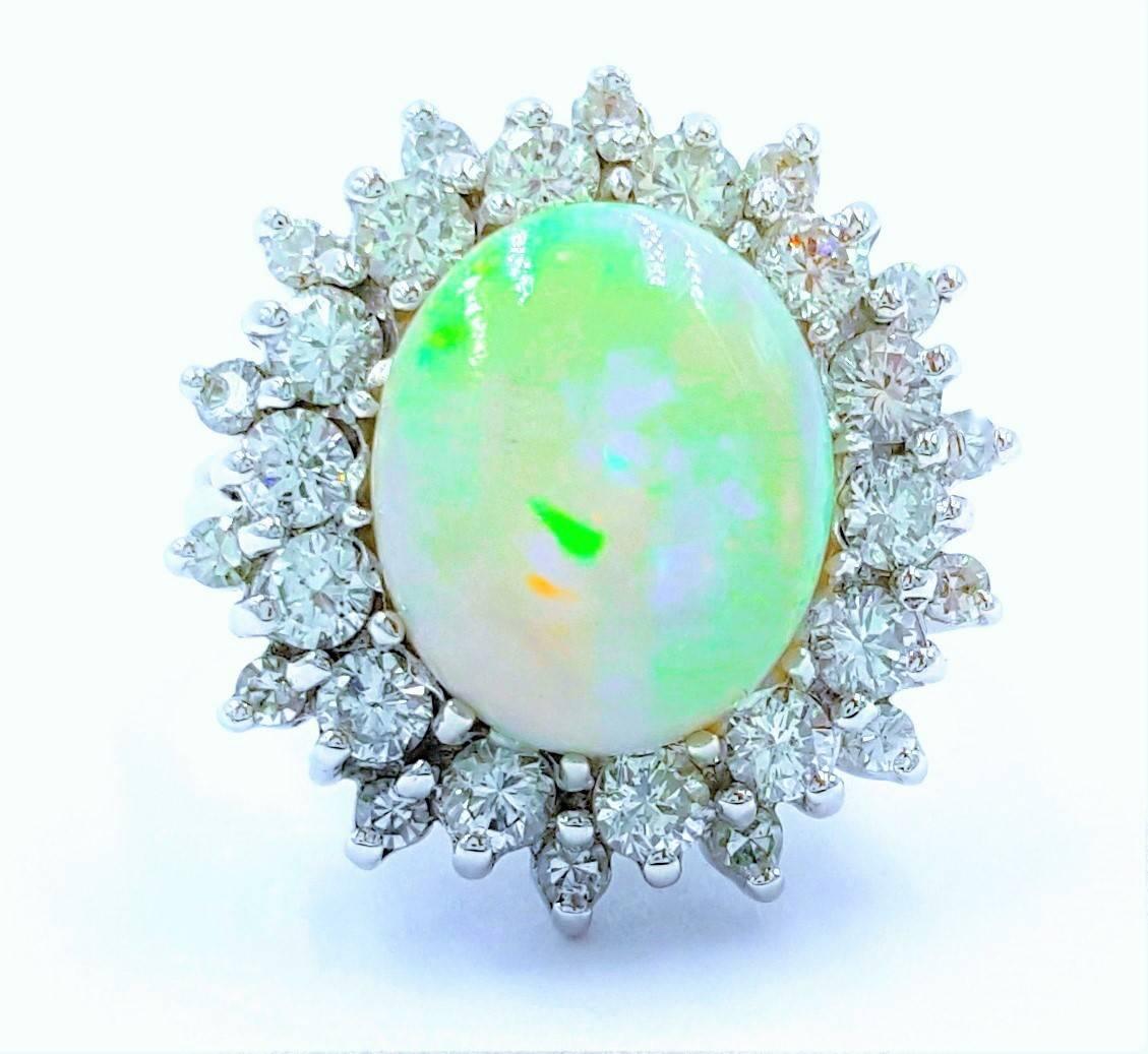 Women's Gorgeous Regal 2.17 Carat Ethiopian Opal & 1.85 Carats of Diamonds in 18K Ring For Sale