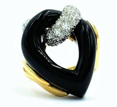 Josef Hoffman 18kt Pear Shape Black Onyx & Diamond Ring