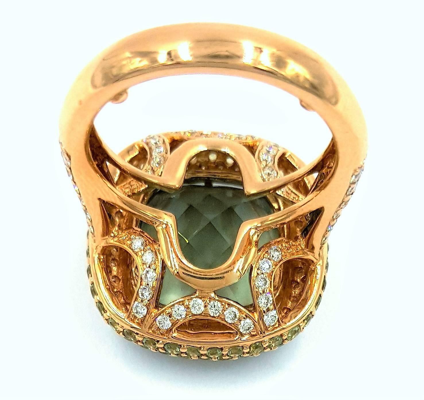 14 Carat Gorgeous Kunzite Diamond Gold Ring For Sale 1