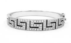 Famous Greek Mapamenos-Natepas 4 Carats Diamonds Gold Greek Key Bracelet