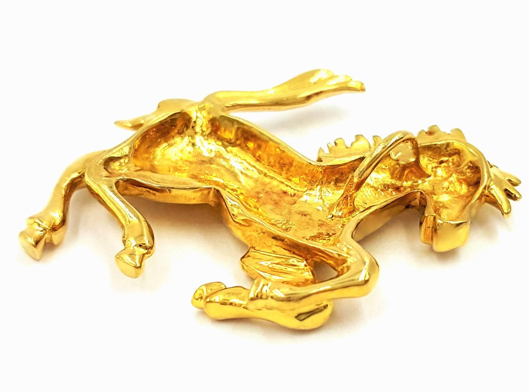 18kt Yellow Gold Precious Frolicking Baby Morgan Horse Pendant In New Condition For Sale In Scottsdale, AZ