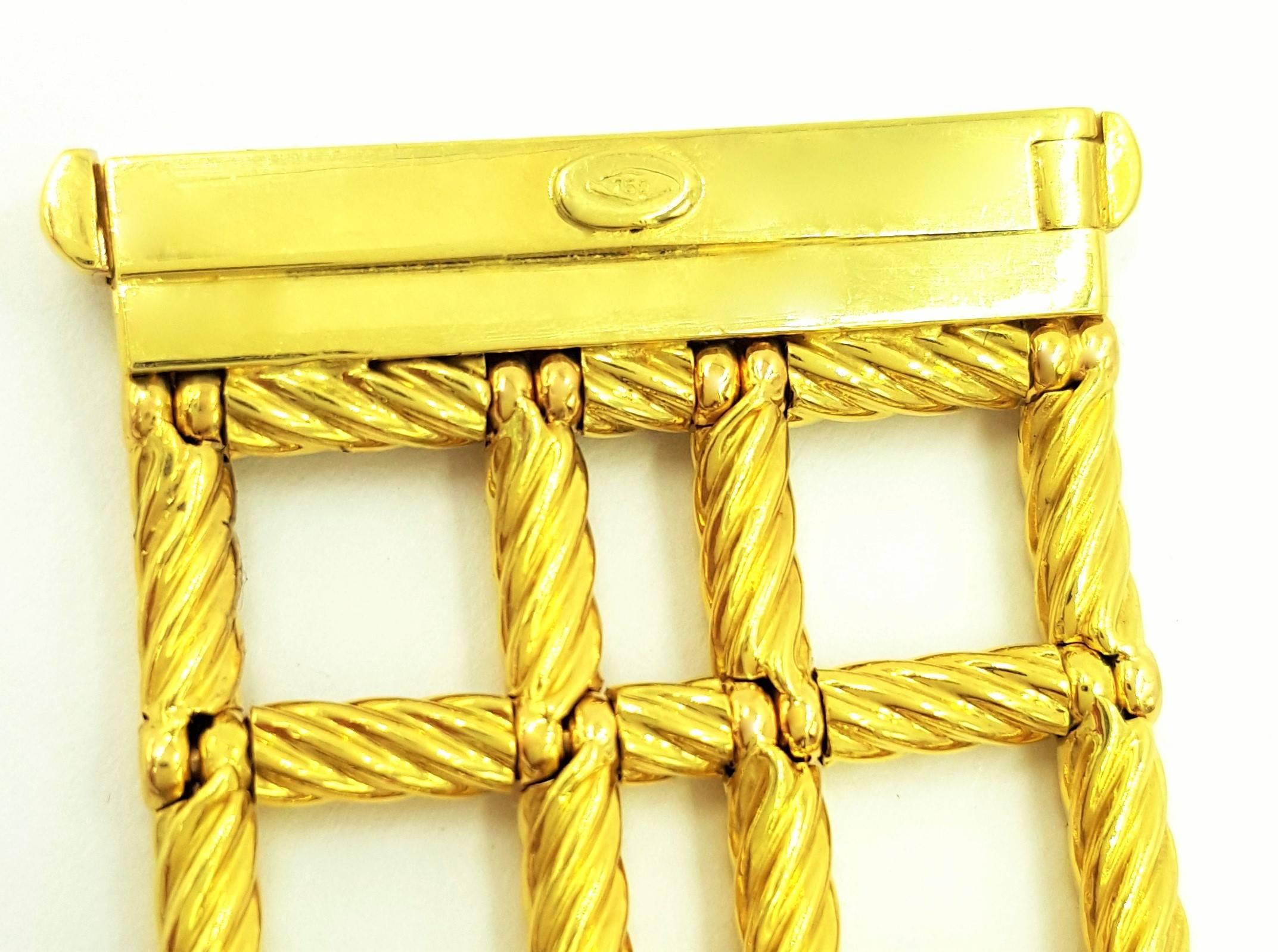 Perfection 1980's David Yurman Wide Rope Cable Textured Gold Statement Bracelet For Sale 3