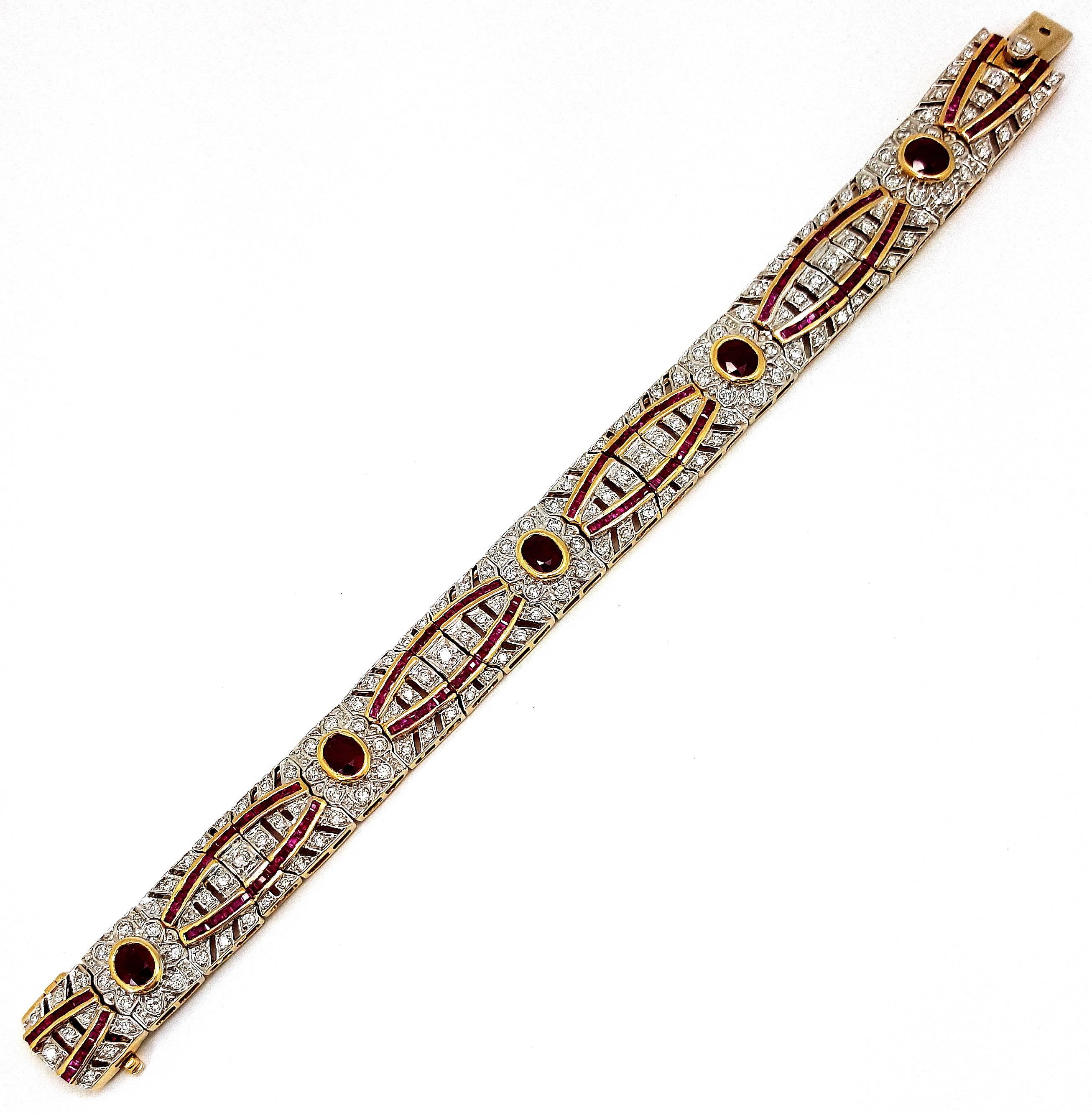 Stunning Ruby Diamond Gold Bracelet For Sale 1
