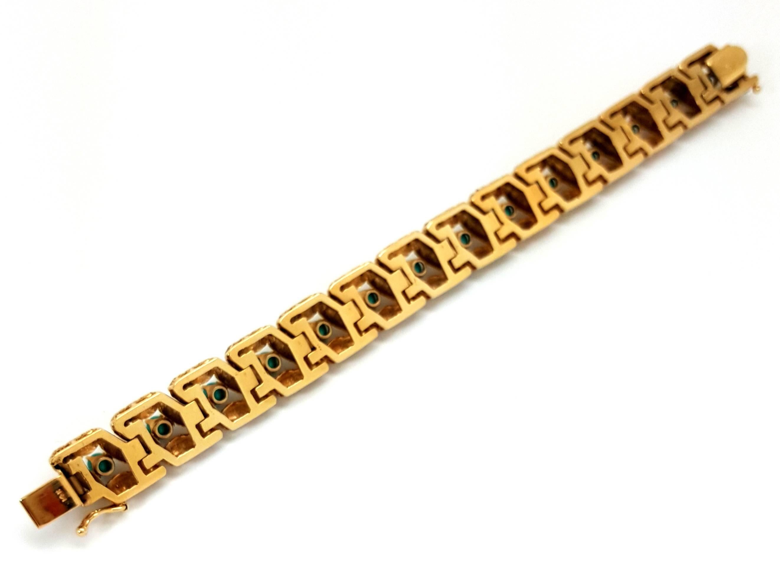 Persian Turquoise Textured Gold Bracelet For Sale 1