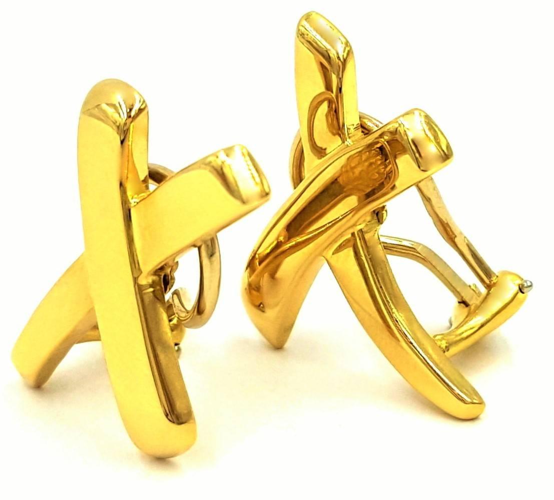 Contemporary 1984 Tiffany & Co. Paloma Picasso Timeless Large Gold X Earrings