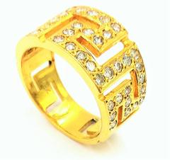 Fascinating .70 Carats Diamonds Gold Greek Key Fashion Ring
