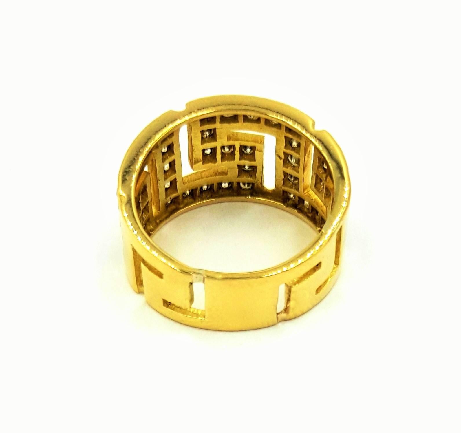 Women's Fascinating .70 Carats Diamonds Gold Greek Key Fashion Ring For Sale