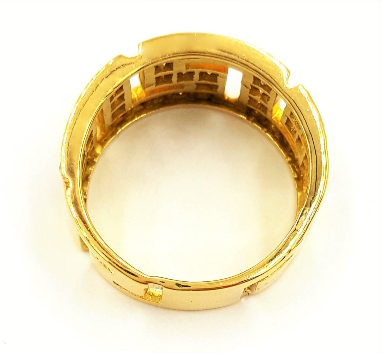 Fascinating .70 Carats Diamonds Gold Greek Key Fashion Ring For Sale 3