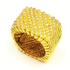Henry Dunay 2 Carats of Diamonds Crème de la Crème Gold Hammered Finished Ring