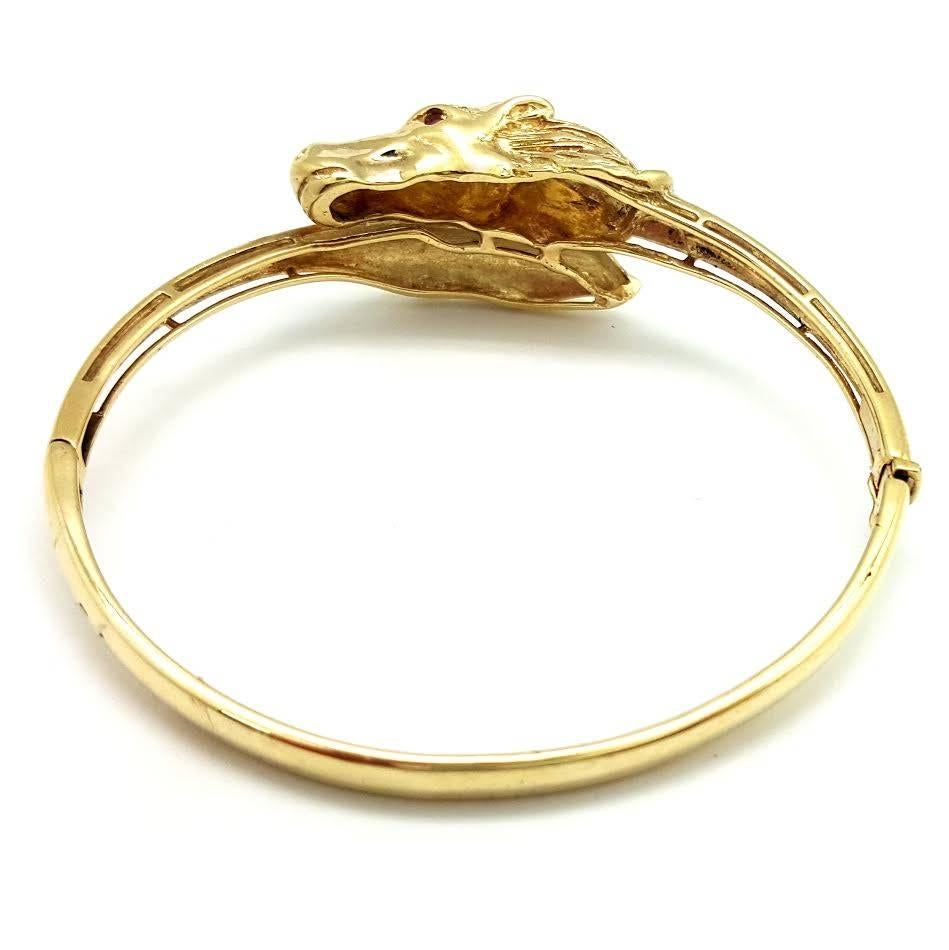 Women's Diamond Gold Wild Horse Bracelet  For Sale