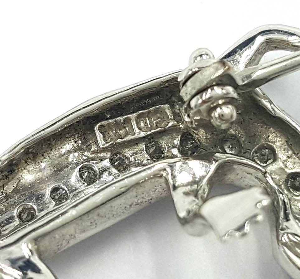 Cute! 14kt White Gold Hand Made Gecko with .50 Carats of Diamonds Brooch or Pin For Sale 1