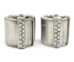 Roberto Coin  Burnished Finish .75 Carat Diamond Huggie Earrings