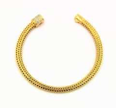 John Hardy 18kt Gold Classic Wheat Weave Pavé Diamond Clasp Like New Bracelet