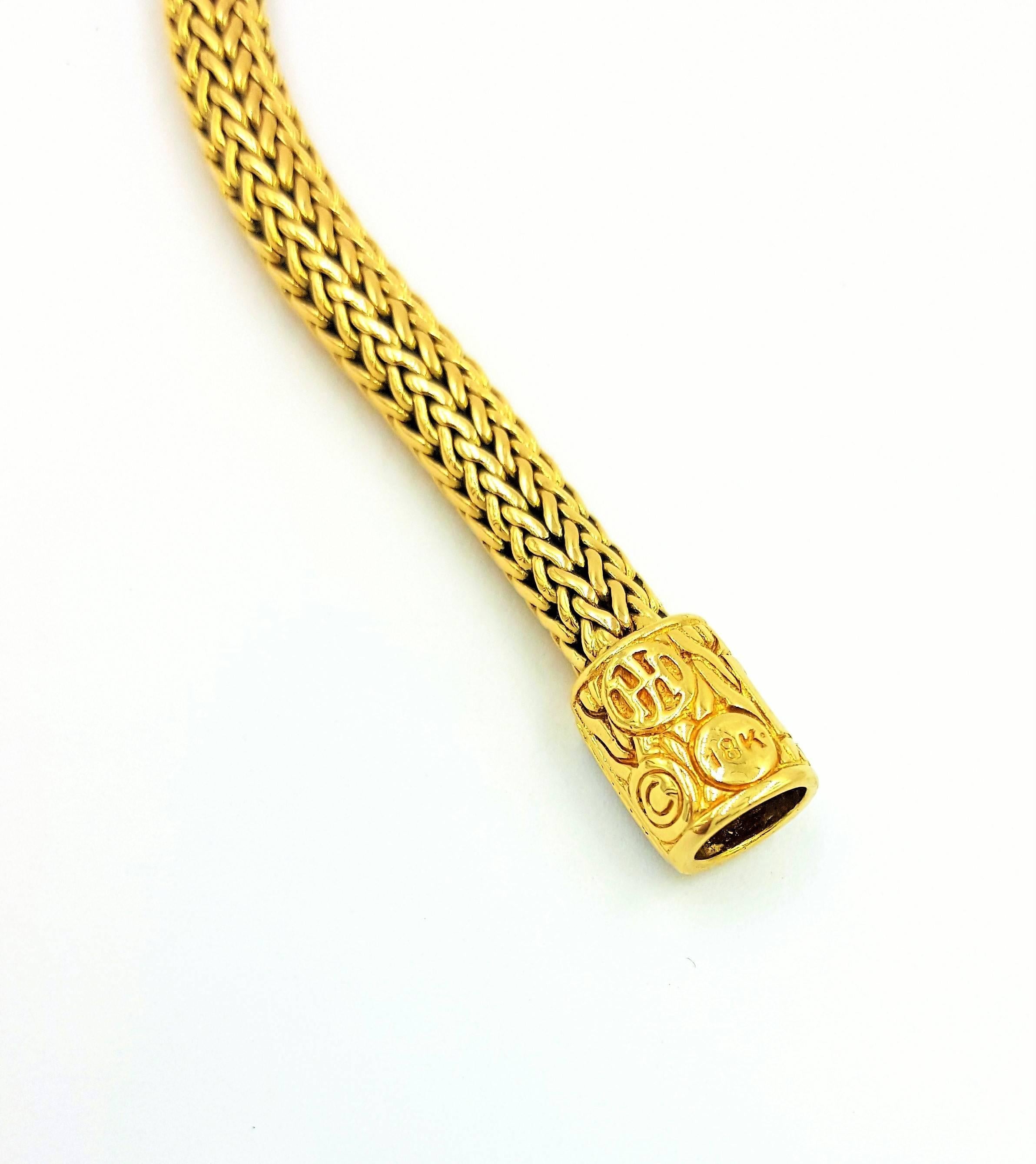 Men's John Hardy 18kt Gold Classic Wheat Weave Pavé Diamond Clasp Like New Bracelet For Sale