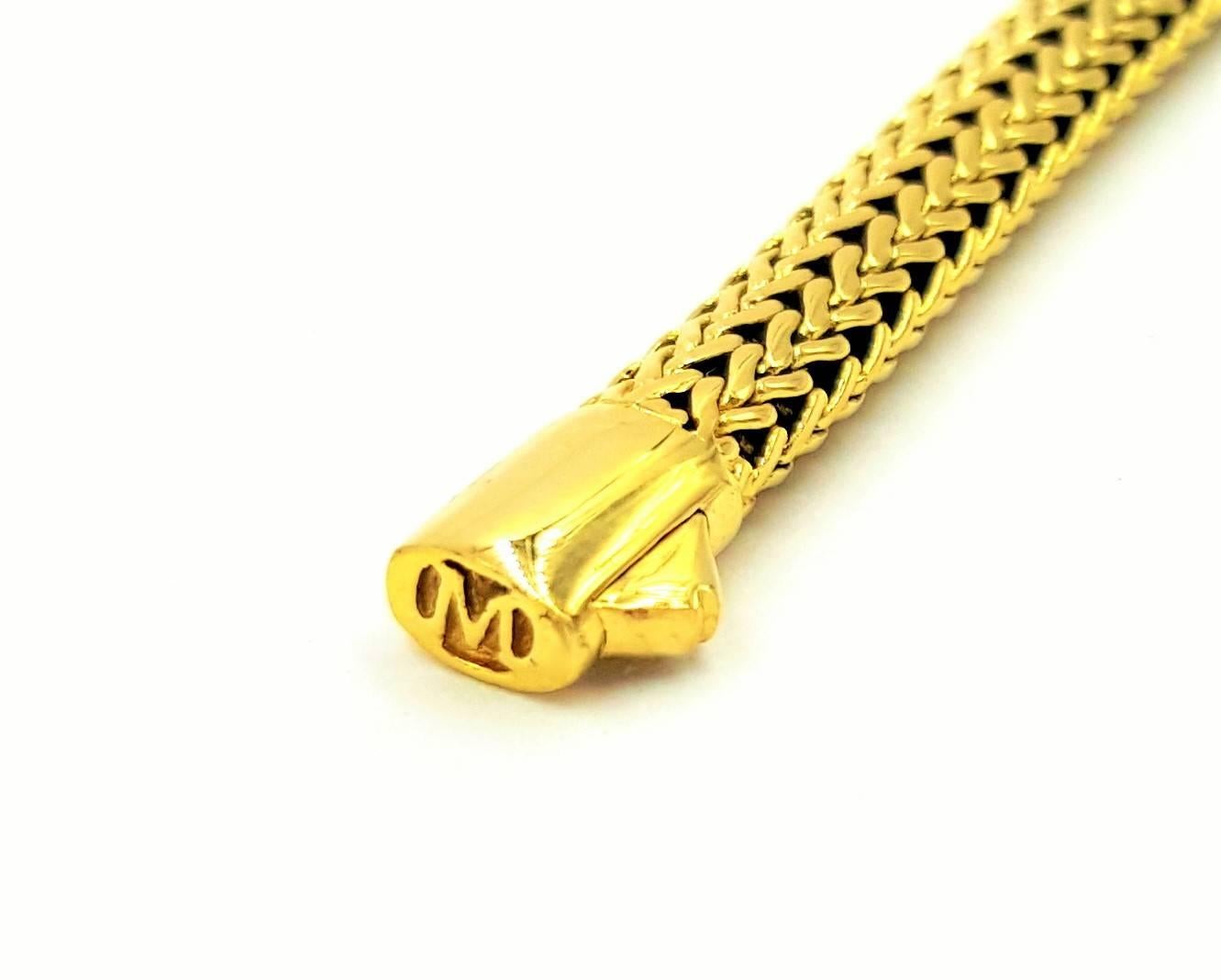 John Hardy 18kt Gold Classic Wheat Weave Pavé Diamond Clasp Like New Bracelet For Sale 2