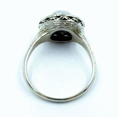 Art Deco Vivid Violet Color Change 1.05 Carat Moonstone .50 Carat Diamond Ring