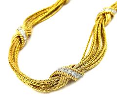 Tiffany & Co Gold Diamond X Motif Necklace