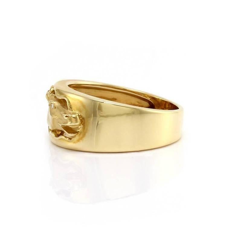 Carrera y Carrera  Gold Galloping Horse Head Diamond Ring In New Condition For Sale In Scottsdale, AZ