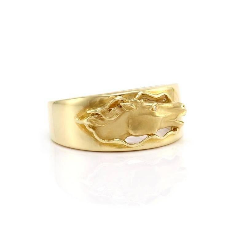 Carrera y Carrera  Gold Galloping Horse Head Diamond Ring For Sale 1