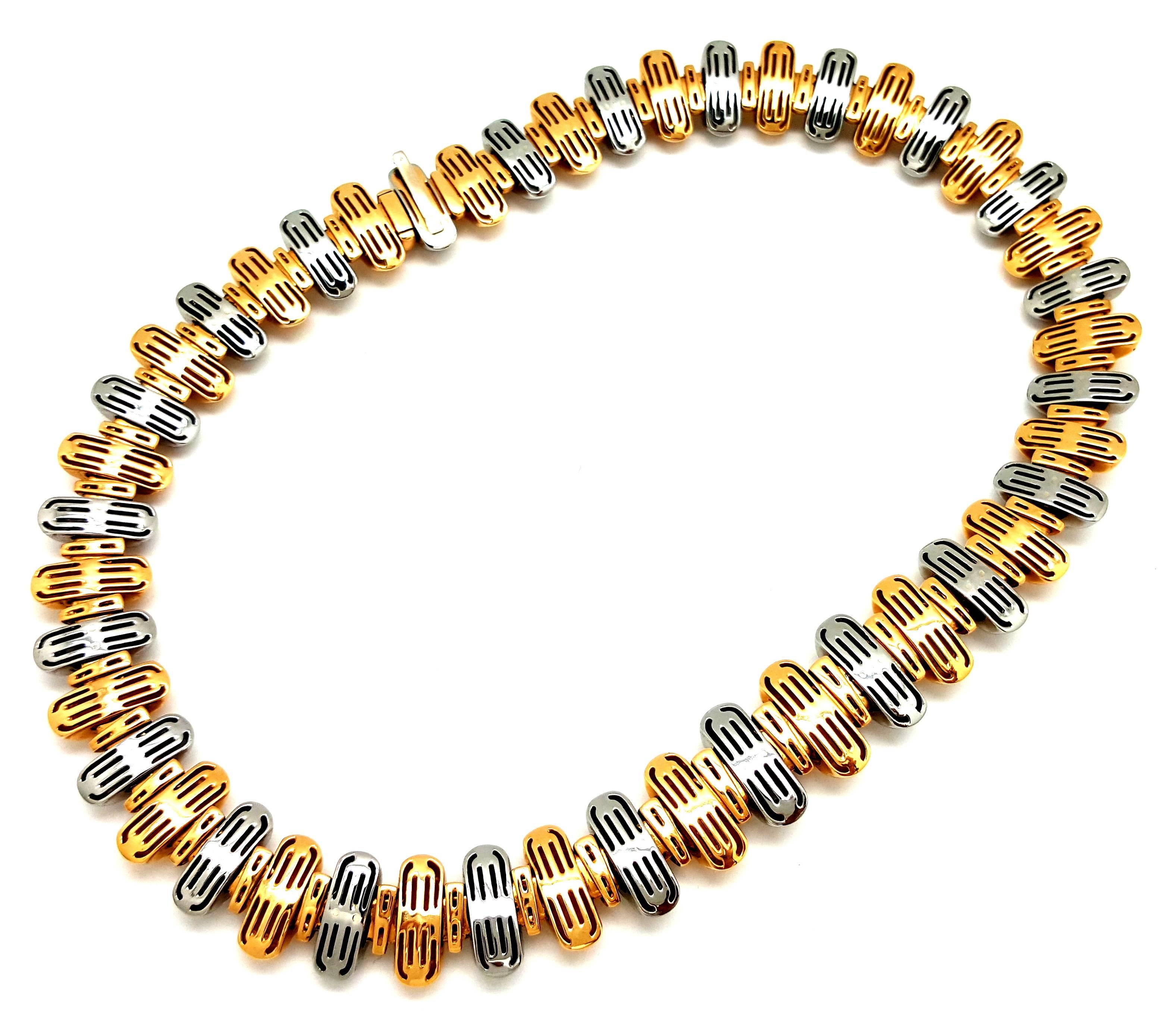 Bulgari Two Color Gold Choker Link Necklace In Excellent Condition For Sale In Scottsdale, AZ
