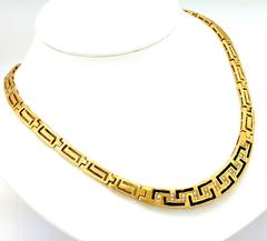 Sapphire Diamond Gold Greek Key Collar Necklace