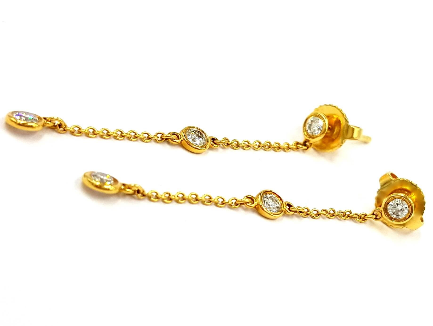 Tiffany & Co. Elsa Peretti Diamonds by the Yard Gold Drop Dangle Earrings In New Condition For Sale In Scottsdale, AZ