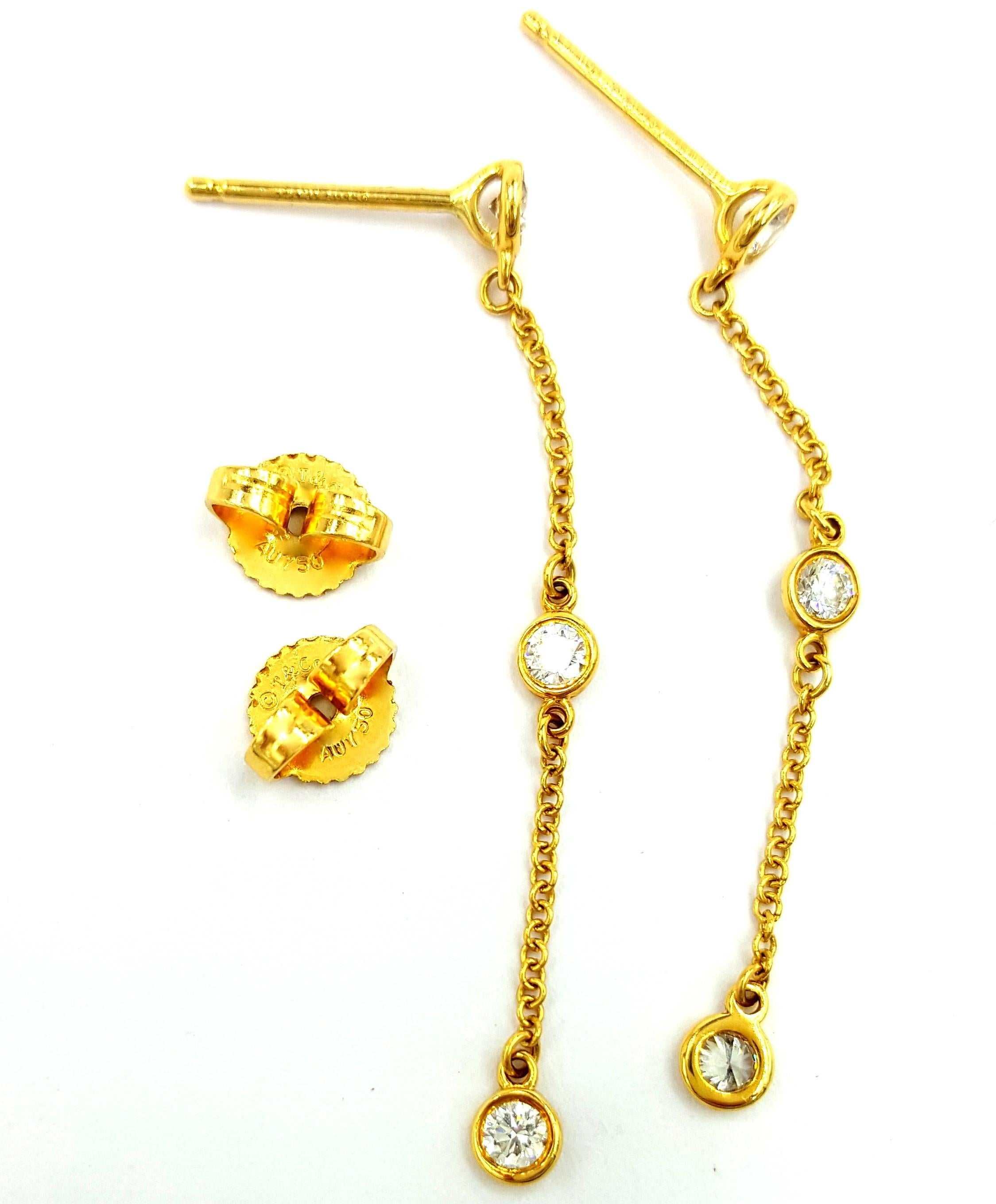 Women's Tiffany & Co. Elsa Peretti Diamonds by the Yard Gold Drop Dangle Earrings For Sale