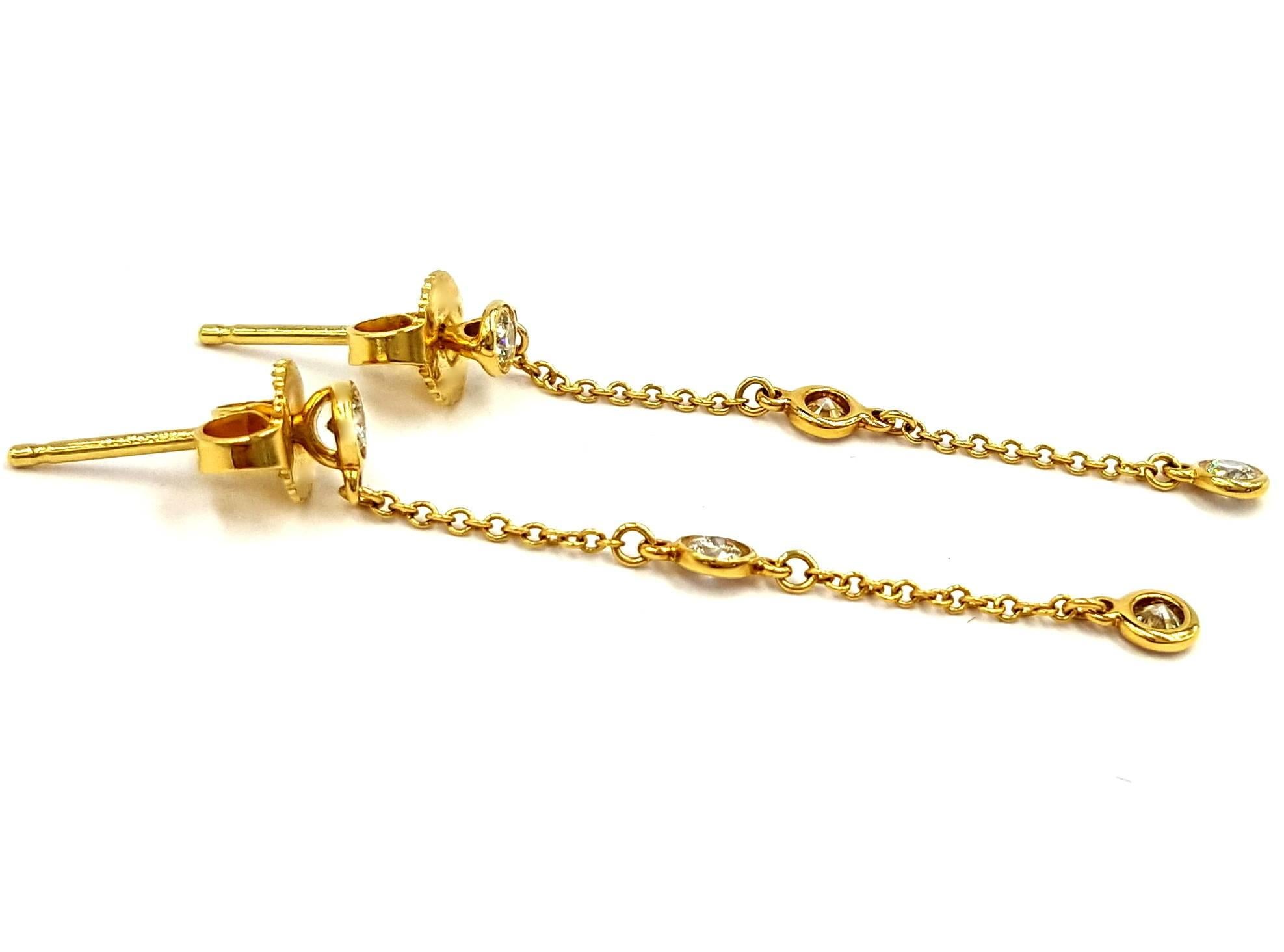 Tiffany & Co. Elsa Peretti Diamonds by the Yard Gold Drop Dangle Earrings For Sale 1