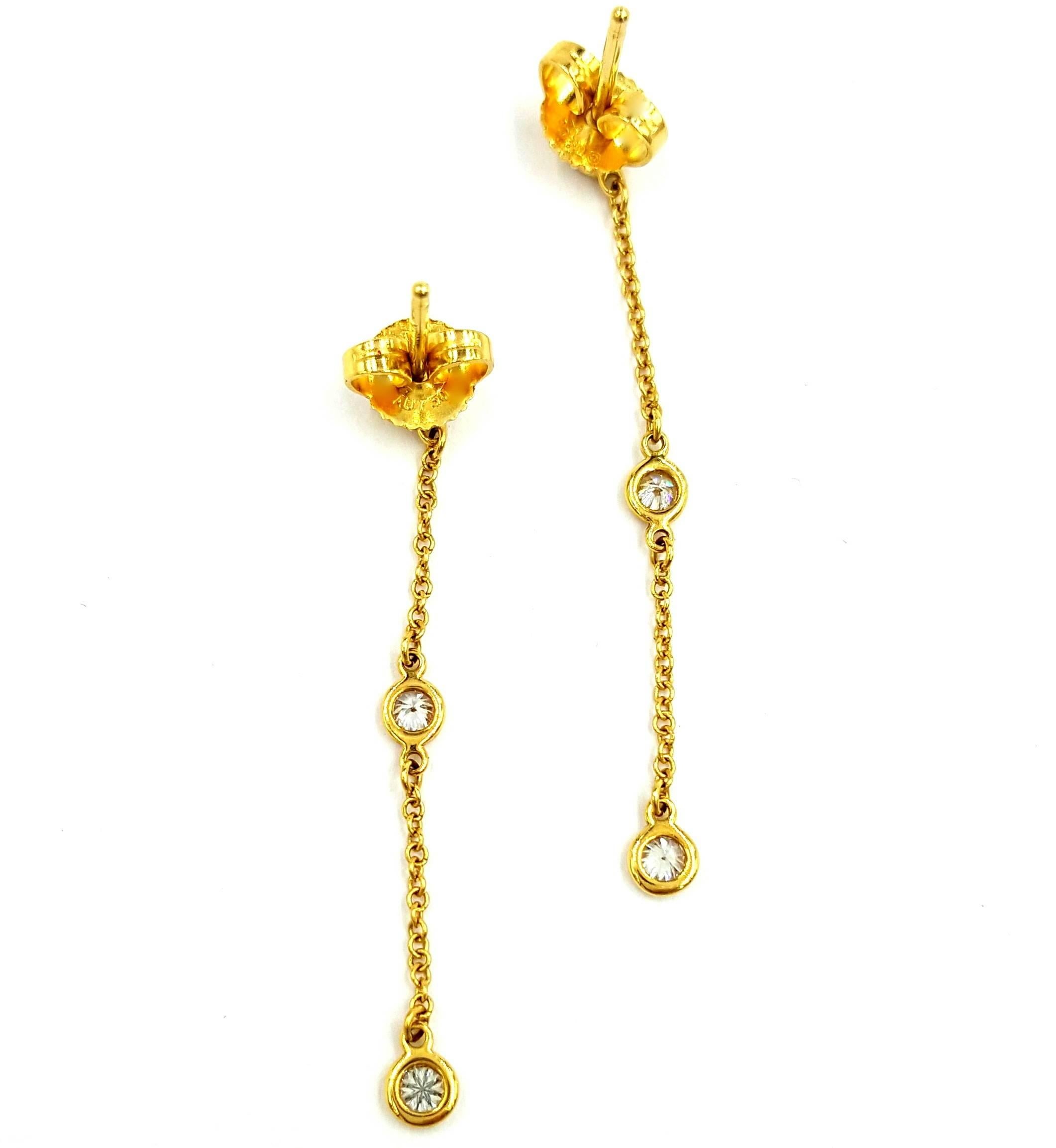 Tiffany & Co. Elsa Peretti Diamonds by the Yard Gold Drop Dangle Earrings For Sale 2