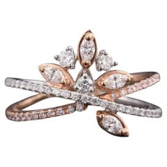 18K White, Rose, And Yellow Gold Retro Tri-Color 0.79 CTW Diamond Cocktail Ring