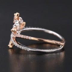 18K White, Rose, And Yellow Gold Retro Tri-Color 0.79 CTW Diamond Cocktail Ring