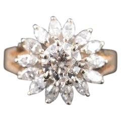 14K And 18K Gold 1.61 CTW Diamond Cocktail Floral Ring