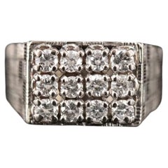 French 18K Gold 0.72 CTW Diamond Signet Cluster Ring