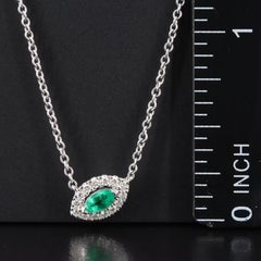 18K White Gold Emerald and Diamond Pendant Necklace