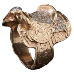 14K Gold 0.91 CTW Round Diamond Saddle Shaped Ring