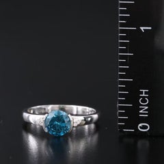 14K White Gold 0.96 CTW Round Fancy Blue Diamond Ring