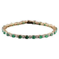 18K Gold 6.10 CTW Emerald and 2.78 CTW Diamond Line Bracelet
