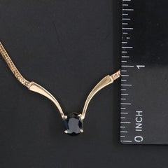 14K Gold Fancy Link 1.76 CT Sapphire V Collar Necklace