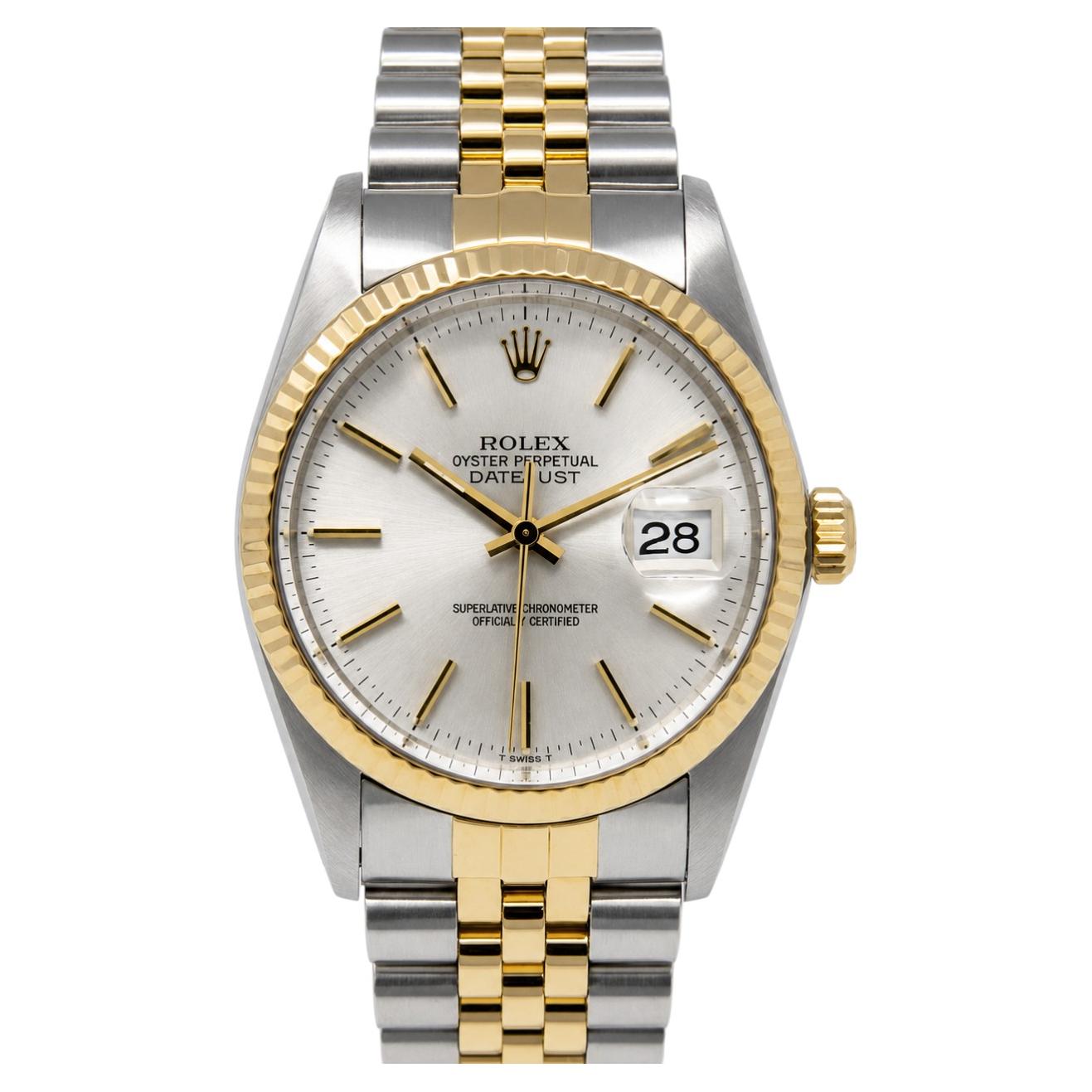 Orologio Rolex Date Just vintage bicolore in acciaio inossidabile e oro giallo 14 carati