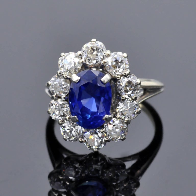 CGL Certified 3.79 Carat Natural Sapphire Diamond Engagement Ring For ...