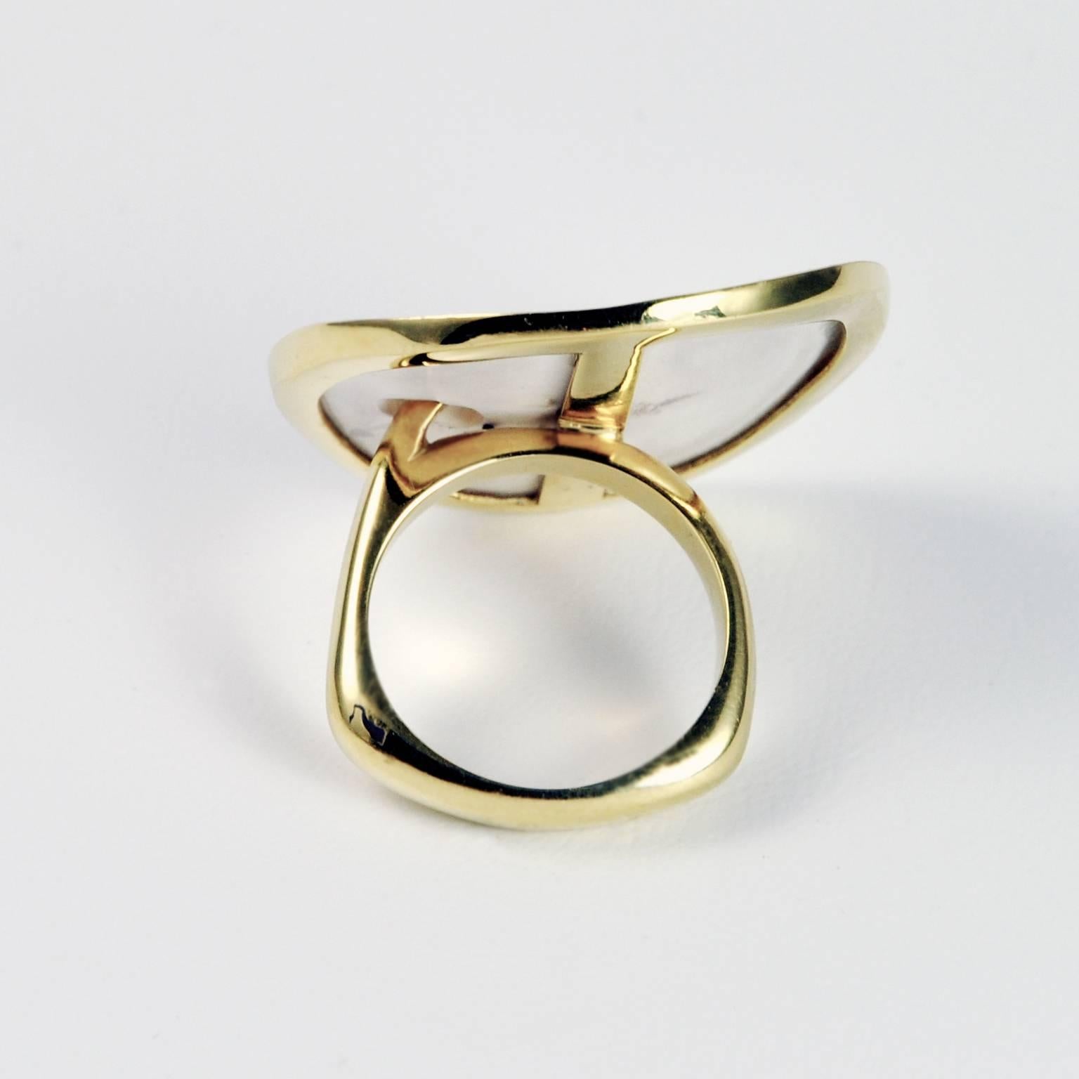 Modern White Onyx Diamond Gold Ring In New Condition For Sale In Monte Carlo, MC
