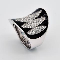 Enamel and Diamonds White Gold Ring