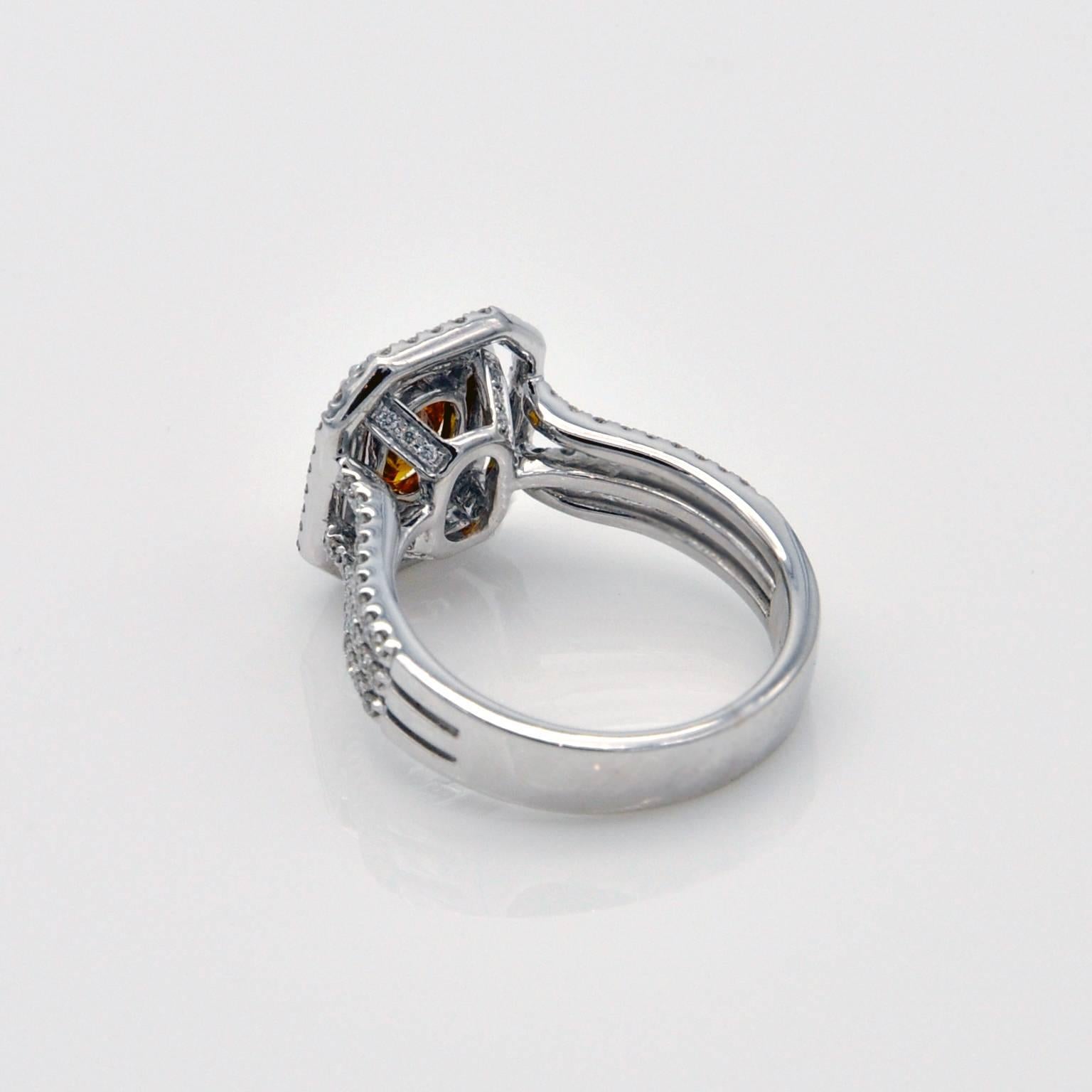 HRD-zertifizierter intensiv gelber und orangefarbener Fancy-Diamant-Verlobungsring 1