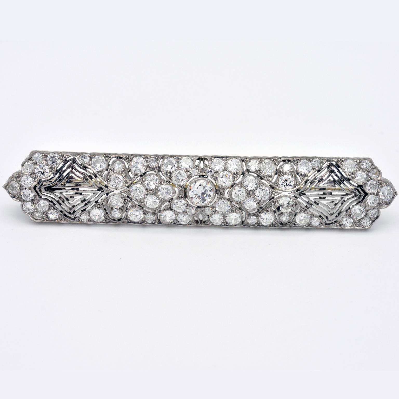 Women's Unusual Art Deco Diamond Platinum Brooch