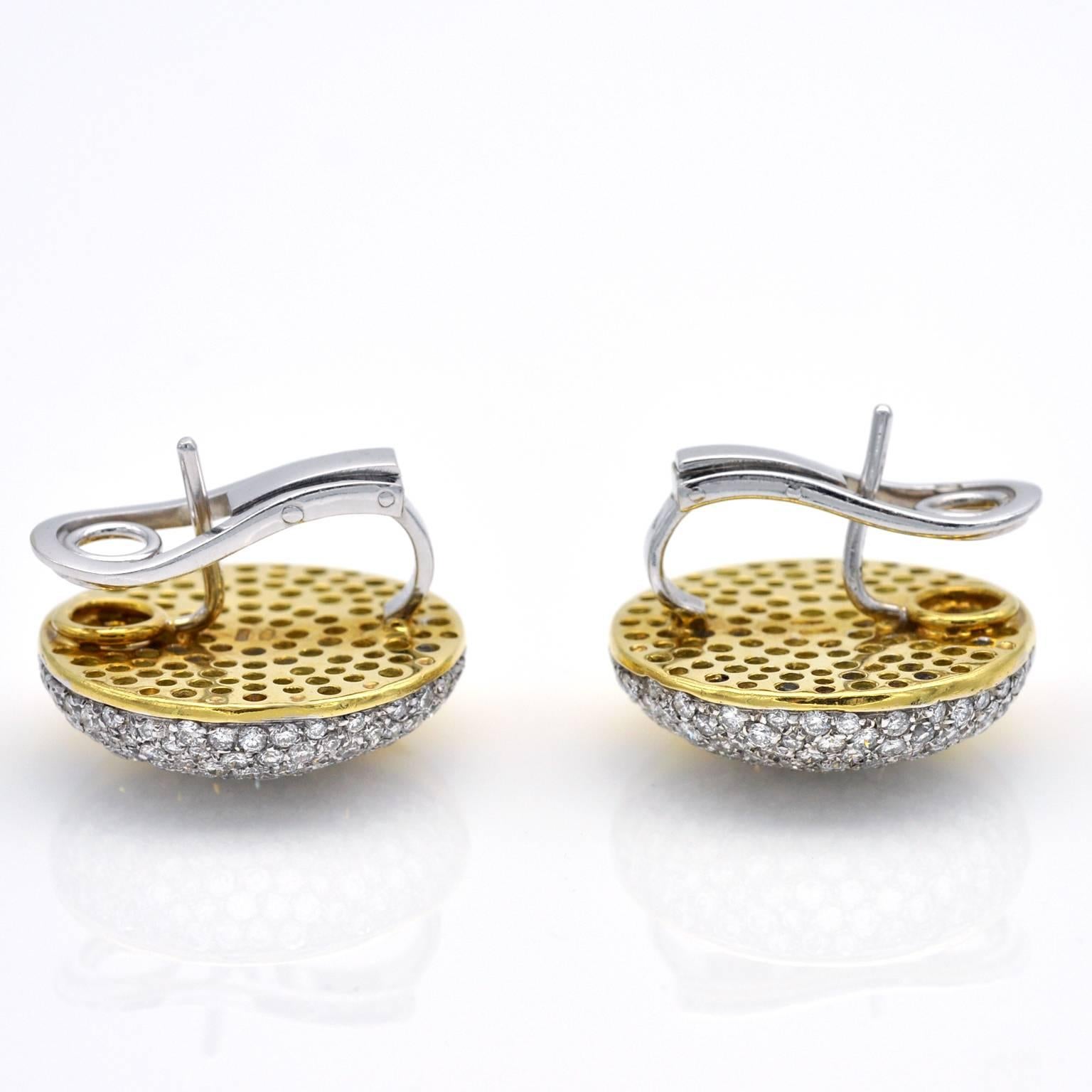 Contemporary Modern Round Diamond Gold Clip-On Earrings For Sale