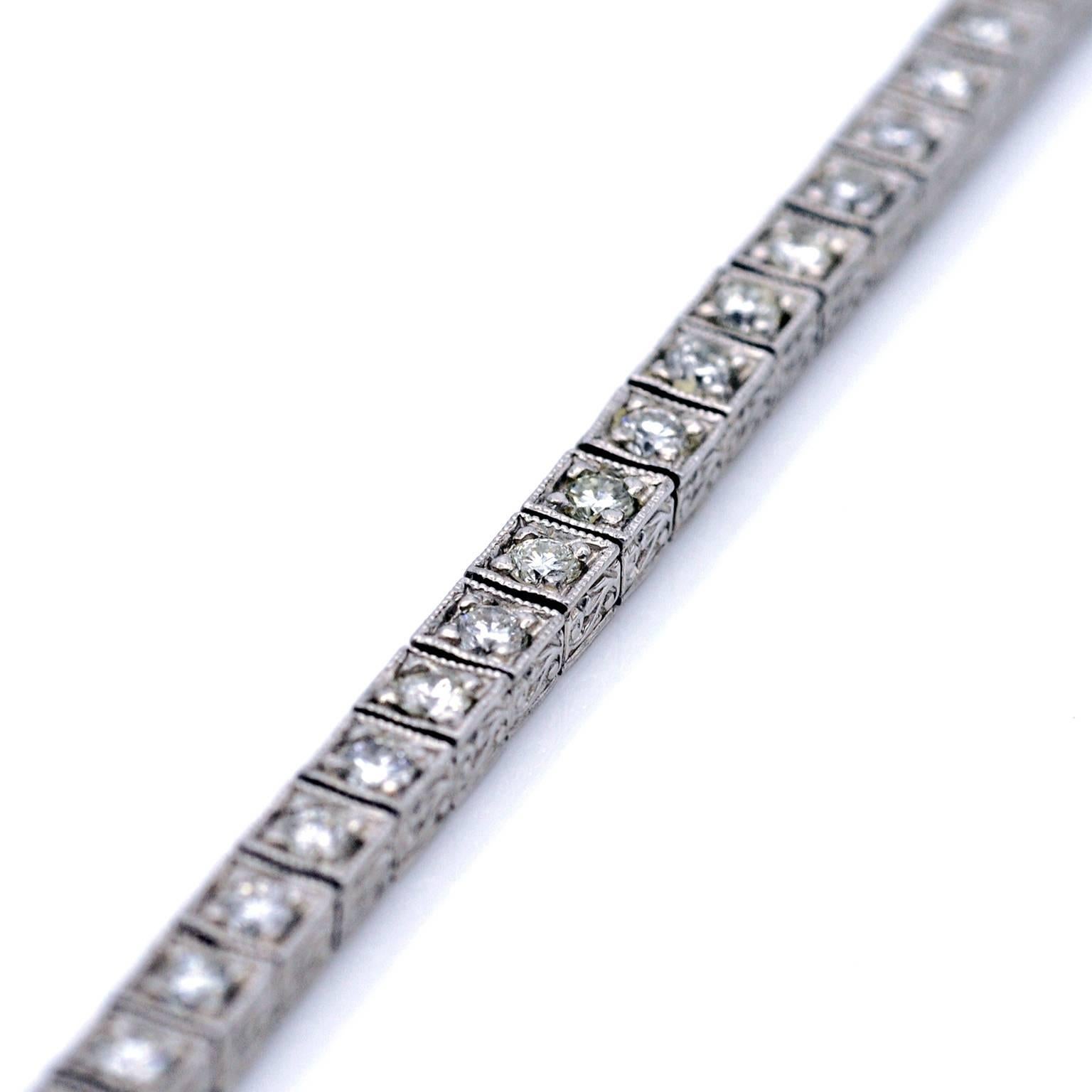 Art Deco Diamond Platinum Line Bracelet 2